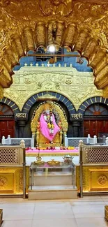 Golden temple interior with serene ambiance.