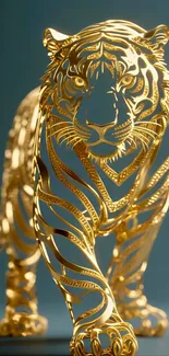 Golden artistic tiger design wallpaper for mobile.