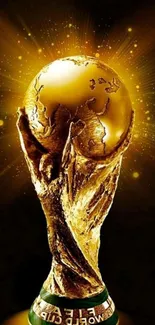 Golden World Cup trophy shining brightly.