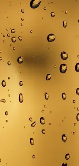 Golden raindrop texture on phone wallpaper background.