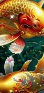 Goldfish artwork wallpaper with vibrant fantasy design.