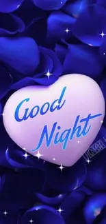 Good Night heart with purple petals wallpaper.