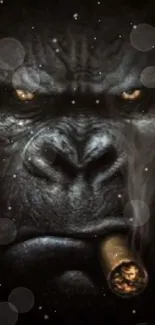 Realistic gorilla with cigar mobile wallpaper art.