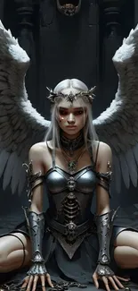 Fantasy warrior angel with wings in gothic style.