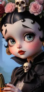 Gothic-inspired anime art with a pumpkin.