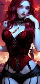 Gothic anime vampire character mobile wallpaper.