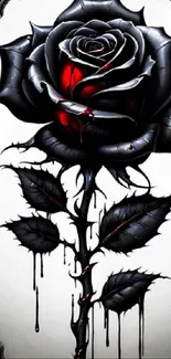 Gothic wallpaper featuring a black rose with red accents.