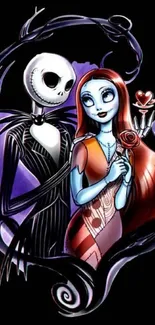 Gothic cartoon couple in vibrant colors.