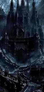 Gothic castle in dark, eerie atmosphere.