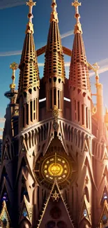 Gothic cathedral fantasy art with a futuristic twist.