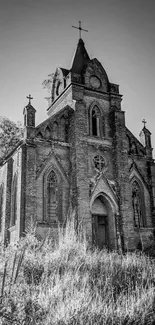 Black and white Gothic church architecture wallpaper.