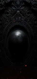 Gothic dark orb with intricate design background.