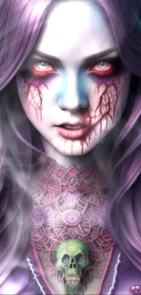 Gothic enchantress with purple hues wallpaper.