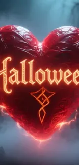 Gothic Halloween heart design on wallpaper.