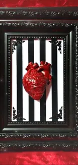 Ornate black frame with heart and stripes.