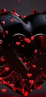 Gothic heart with red glowing accents on a dark background.