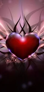 Gothic heart with glowing effects and star patterns on a dark background.