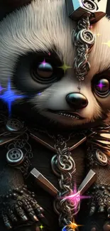 Gothic-themed panda with metal details.