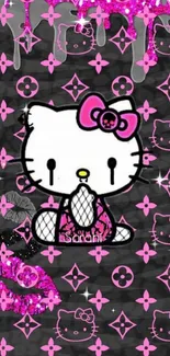 Gothic style Hello Kitty wallpaper with pink design.