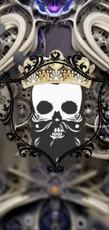 Gothic skull with crown in ornate design