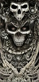 Gothic skull art wallpaper with intricate dark design.