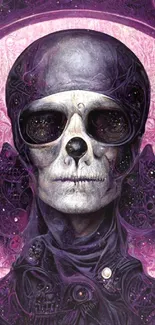 Gothic purple skull wallpaper with mystical design.