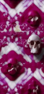 Dark magenta skull pattern wallpaper for mobile.