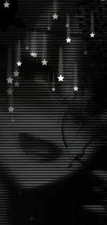 Gothic wallpaper with grayscale stars and mysterious design.