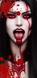 Gothic vampire with blood accents wallpaper for mobile.