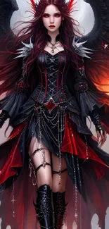 Gothic warrior angel in vibrant fantasy art.