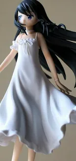 Anime figure in a flowing white dress, exuding elegance and serenity.