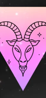 Stylized goat head in a pink to purple gradient triangle design.