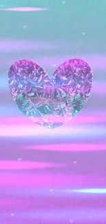 Purple and teal gradient heart wallpaper with a crumpled foil effect.