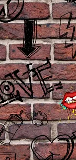 Graffiti art on a brick wall featuring colorful doodles and vibrant design.