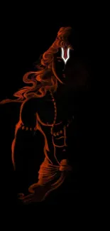 Artistic depiction of Shiva on a black background with glowing features.