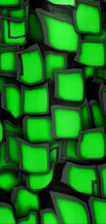 Green abstract geometric wallpaper with glowing squares.