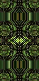 Green abstract kaleidoscope pattern wallpaper for mobile.