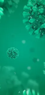 Abstract green microbiology-themed mobile wallpaper.