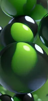 Green and black spheres abstract wallpaper for mobile phones.