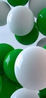 Abstract green and white ball wallpaper for mobile devices.