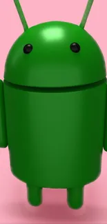 Green Android robot on a pink background wallpaper.