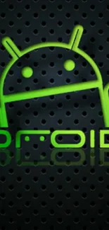 Green Android logo on dark textured background wallpaper.