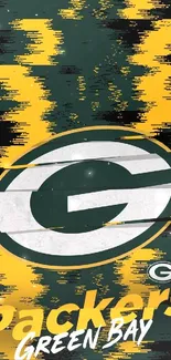 Green Bay Packers logo on vibrant mobile wallpaper.