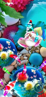 Green Blue Flower Live Wallpaper