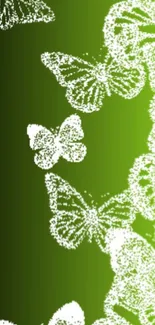 Green phone wallpaper with white butterflies.