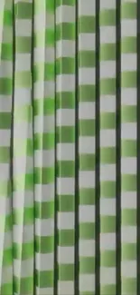 Green checkered pattern wallpaper with stripes.