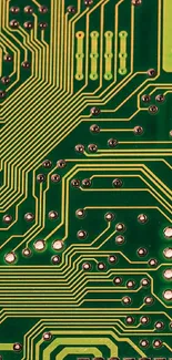 Green circuit board wallpaper with intricate patterns for tech enthusiasts.