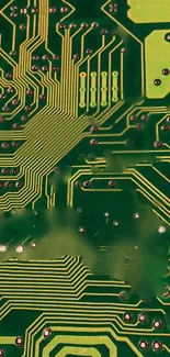 Green circuit board design on a mobile wallpaper.