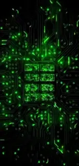 Vibrant neon green circuit board wallpaper for mobile devices.