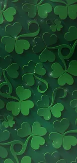 Green clover leaf pattern mobile wallpaper.